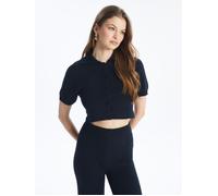 Dexia Women's Cotton Short Sleeve Cropped Shirt Navy | Size: Large Dexia Navy L