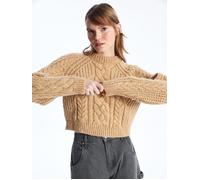 Dexia Women's Crew Neck Cable Knit Soft Textured Camel Sweater | Size: Large Dexia Camel L