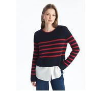Dexia Women's Crew Neck Knit Jumper with Shirt Detail & Striped Pattern | Size: S/M Dexia Multicolor S/M