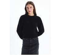 Dexia Women's Crew Neck Knitted Jumper with Textured Detail Black | Size: Large Dexia Black L