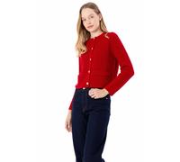 Dexia Women's Elegant Button-Up Striped Knitted Cardigan & Jumper in Red | Size: Small Dexia Red S