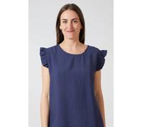 Dexia Women's Linen-Look Viscose Top with Frill Sleeves in Navy Dexia Navy One Size