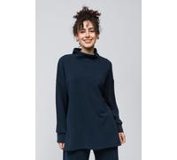 Dexia Women's Navy Funnel Neck Modal Blend Sweatshirt with Side Slits | Size: Large Dexia Navy L