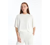 Dexia Women's Oversized Ecru Top with Crew Neck & Short Sleeves | Size: Small Dexia Ecru S