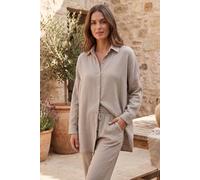 Dexia Women's Oversized Pure Cotton Longline Cheesecloth Shirt in Beige Dexia Beige One Size