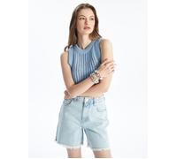 Dexia Women's Sleeveless Cropped Knitted Top with Openwork Design Blue | Size: XS Dexia Blue XS