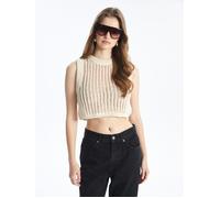 Dexia Women's Sleeveless Cropped Knitted Top with Openwork Design Ecru | Size: XS Dexia Ecru XS