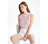 Dexia Women's Sleeveless Cropped Knitted Top with Openwork Design Pink | Size: Large Dexia Pink L