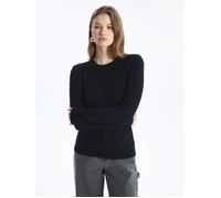 Dexia Women's Soft Textured Slim Fit Black Jumper with Braided Detail & Crew Neck | Size: Large Dexia Black L
