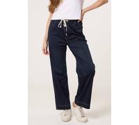 Dexia Women's Soft Touch Elasticed Waist Denim-Look Wide Leg Trousers in Dark Indigo | Size: Small Dexia Dark Indigo S