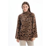 Dexia Women's Turtleneck Leopard Print Knitted Long Sleeve Relaxed Jumper | Size: Large Dexia Multicolor L