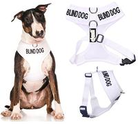 Dexil BLIND DOG White Non-Pull Front and Back D Ring Padded and Waterproof Vest Dog Harness PREVENTS Accidents By Warning Others Of Your Dog In Advance (L)