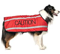 Dexil CAUTION (Do Not Approach) Red Colour Coded S M L Reflective Waterproof Fleece Lined Warm Dog Coats PREVENTS Accidents By Warning Others Of Your Dog In Advance (M-L)