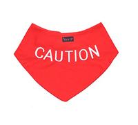 Dexil CAUTION Red Dog Bandana Quality Personalised Embroidered Message. Neck Scarf Fashion Accessory. PREVENTS Accidents By Warning Others Of Your Dog In Advance