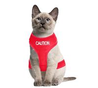Dexil Colour Coded Cat Harness Warning Alert Vest Padded and Water Resistant Red CAUTION (S-M)