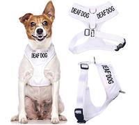 Dexil DEAF DOG (Dog Has Limited/No Hearing) White Colour Coded Non-Pull Front and Back D Ring Padded and Waterproof Vest Dog Harness PREVENTS Accidents By Warning Others Of Your Dog In Advance (S)