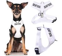 Dexil DEAF DOG (Dog Has Limited/No Hearing) White Colour Coded Non-Pull Front and Back D Ring Padded and Waterproof Vest Dog Harness PREVENTS Accidents By Warning Others Of Your Dog In Advance (XS)