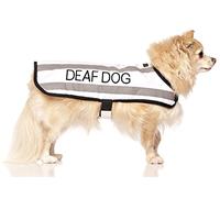 Dexil DEAF DOG (Dog Has Limited/No Hearing) White Colour Coded S M L Reflective Waterproof Fleece Lined Warm Dog Coats PREVENTS Accidents By Warning Others Of Your Dog In Advance (S)