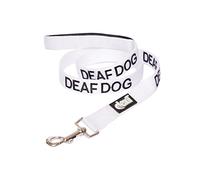Dexil DEAF dog (Has Limited/No Hearing) White Warning Colour Coded Luxury Padded Personalised 1.8m 6ft Lead Leash To Prevent Accidents or Incidents. Award Winning