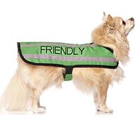 Dexil FRIENDLY (Known as Friendly to all) Green Colour Coded S M L Reflective Waterproof Fleece Lined Warm Dog Coats PREVENTS Accidents By Warning Others Of Your Dog In Advance (S)