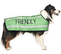 Dexil FRIENDLY (Known as Friendly to all) Green Colour Coded S M L Reflective Waterproof Fleece Lined Warm Dog Coats PREVENTS Accidents By Warning Others Of Your Dog In Advance (M-L)
