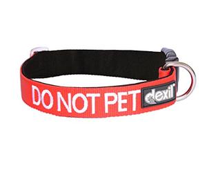 Dexil Limited DO NOT PET Red Colour Coded S-M L-XL Neoprene Padded Dog Collar PREVENTS Accidents By Warning Others of Your Dog in Advance (L-XL)