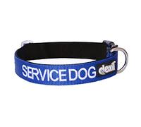 Dexil SERVICE DOG (Do Not Disturb/Dog Is Working) Blue Colour Coded S-M L-XL Dog Collars PREVENTS Accidents By Warning Others Of Your Dog In Advance (L-XL)