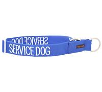 Dexil SERVICE DOG (Do Not Disturb/Dog Is Working) Blue Colour Coded Wide L-XXL Semi-Check Dog Collar PREVENTS Accidents By Warning Others Of Your Dog In Advance