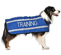 Dexil TRAINING (Dog In Training/Do Not Disturb) Blue Colour Coded S M L Reflective Waterproof Fleece Lined Warm Dog Coats PREVENTS Accidents By Warning Others Of Your Dog In Advance (L-XL)