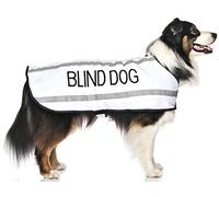 Dexil White BLIND DOG Dog Coat, Waterproof, Reflective, Fleece Lined, Prevents Accidents, M-L