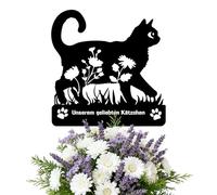 Dexlyn Metal Gravestone with Engraving for Cats, Weatherproof & Personalised Garden Stake, Pet Tombstone for Outdoor Use (Our Beloved Kitten)
