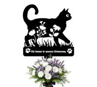 Dexlyn Metal Gravestone with Engraving for Cats, Weatherproof & Personalised Garden Stake, Pet Tombstone for Outdoor Use (Forever in Our Memory)