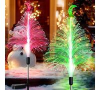 Dexmary Solar Tree Lights, 2 Pack Solar Lights Outdoor Garden Holiday Decorations, Waterproof 7 Colors LED Solar Lights Outdoor for Yard Garden Pathway Lawn (2)