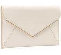 DEXMAY Evening Clutch Handbag for Women Elegant Saffiano PU Leather Envelope Handheld Purse Formal Foldover Dressy Bag, Ivory, Medium
