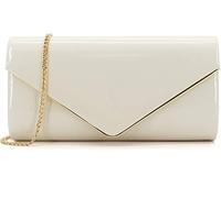 Dexmay Patent Leather Envelope Clutch Purse Shiny Candy Foldover Clutch Evening Bag for Women, Ivory, M
