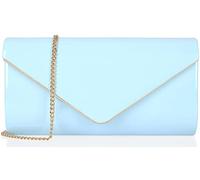 Dexmay Patent Leather Envelope Clutch Purse Shiny Candy Foldover Clutch Evening Bag for Women, Pale Blue, M