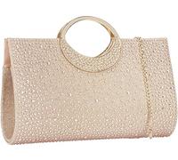 Dexmay Shiny Evening Bag for Wedding Party Elegant Crystal Rhinestone Clutch Purse Champagne