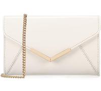 DEXMAY Women Envelope Evening Clutch Handbag Faux Patent Leather Foldover Clutch Bag Formal Purse, White, Medium