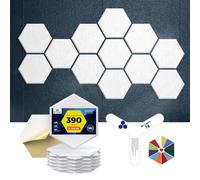 Dexmoko Pro-Level Self Adhesive Acoustic Panels, 2nd Generation Sound Absorbing Panel, Eco-friendly Soundproof wall panels, Sound Dampening Panels, Polyester Acoustic Foam Reducing Noise and Echoes