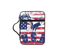 DEXNEL American National Flag with Eagle Printed Bible Storage Organizer, Portable Scripture Carrier, Religious Gift Case for Women