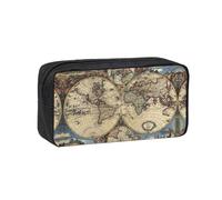 Dexnel Ancient Map World Globe Printed Pencil Case Large Capacity Zip Pouch Durable Polyester Organizer for School Office Travel