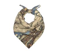 Dexnel Ancient Map World Globe Printed Retro Style Satin Bandanas, Square Scarf for Women Men, Soft Silk Like Neckwear Tie