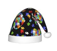 Dexnel Autism Awareness Puzzle Pieces Heart Kids Santa Costume Hat, Christmas Gnome Hat For Parties And Events, Xmas Hat For New Year Festive Holiday