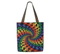 DEXNEL Bear Dancing Tie Dye Canvas Medium Tote Bag, Reusable Shopping Bag With Snap Closure System, Reusable Grocery Bags