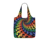 DEXNEL Bear Dancing Tie Dye Print Reusable Shopping Bag Foldable Grocery Tote 25l Polyester Packable Carryall Large Capacity 25l