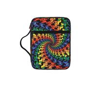 Dexnel Bear Dancing Tie Dye Printed Bible Storage Organizer, Portable Scripture Carrier, Religious Gift Case for Women
