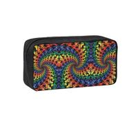 DEXNEL Bear Dancing Tie Dye Printed Pencil Case Large Capacity Zip Pouch Durable Polyester Organizer for School Office Travel