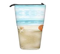 DEXNEL Beautiful Beach with Shells Cute Standing Pencil Holder,Telescopic Pouch Pop Up Bag,Stationery Box for Students,Girls,Boys