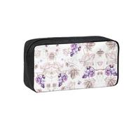 Dexnel Beautiful Grape Leaves Printed Pencil Case Large Capacity Zip Pouch Durable Polyester Organizer for School Office Travel