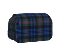 DEXNEL Blue and Green Scottish Tartan Printing Pencil Case for Pencils, Handy Storage Box for Watercolor Pens Or Markers